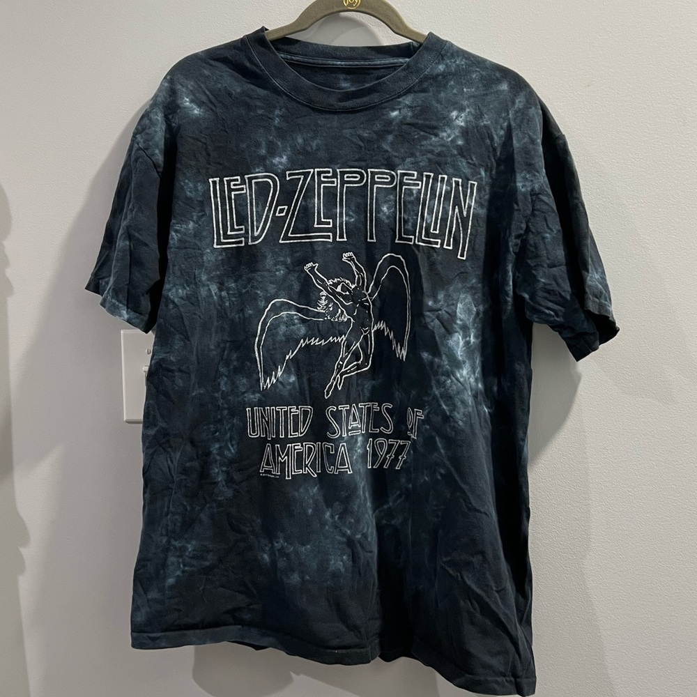 Led Zeppelin tie dye blue graphic T-shirt